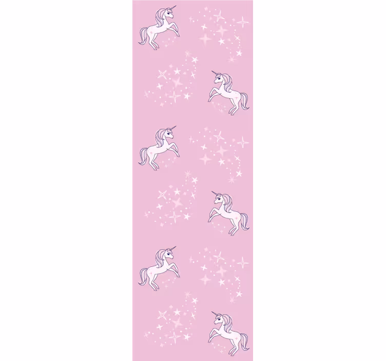 Papier peint chambre enfant licornes étoilées roses - TenStickers