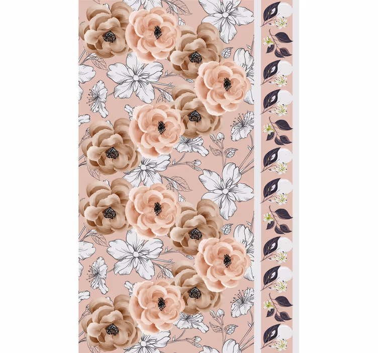 Papier peint floral arrangement beige élégant - TenStickers
