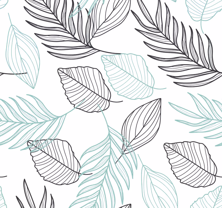 Papier peint feuilles motif volant gris élégant - TenStickers