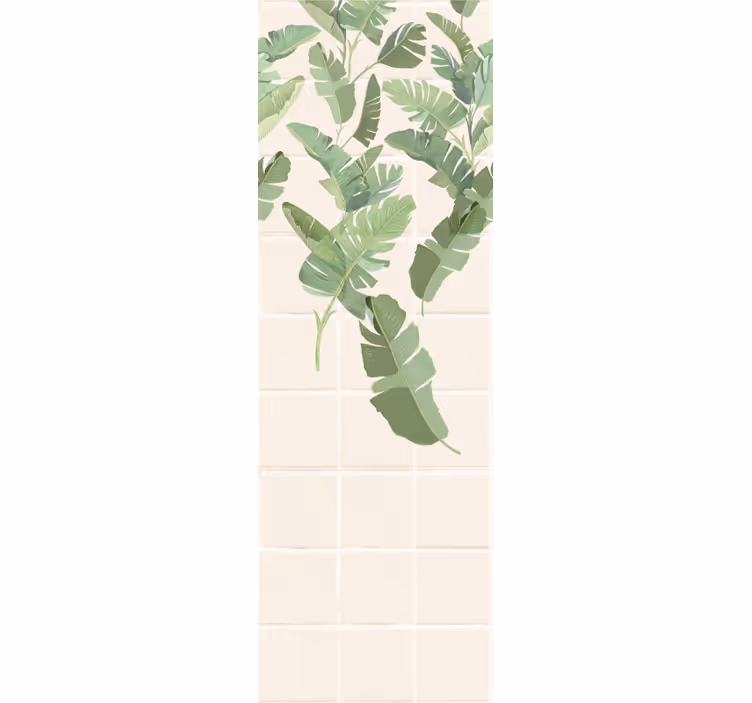 Papier peint feuilles motif de carreaux blancs - TenStickers