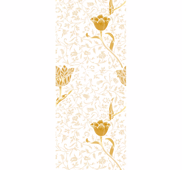Papier peint floral design doré - TenStickers