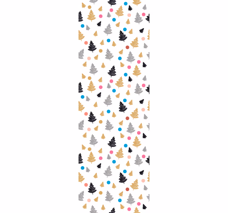 Papier peint arbre motif de pin coloré - TenStickers