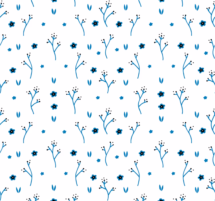 Papier peint floral motifs floraux bleus - TenStickers