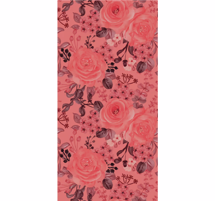 Papier peint floral floraison de roses roses - TenStickers