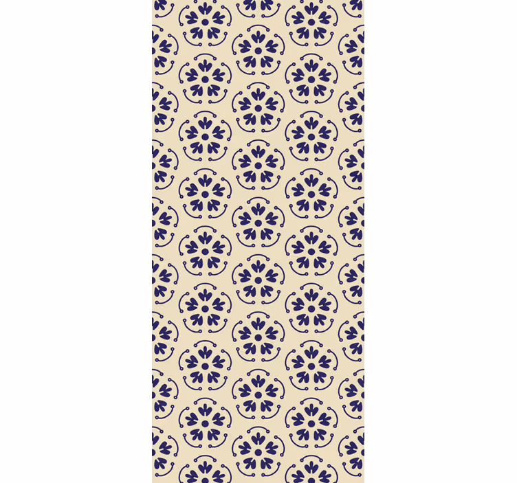 Papier peint fleurs motifs bleus ronds - TenStickers