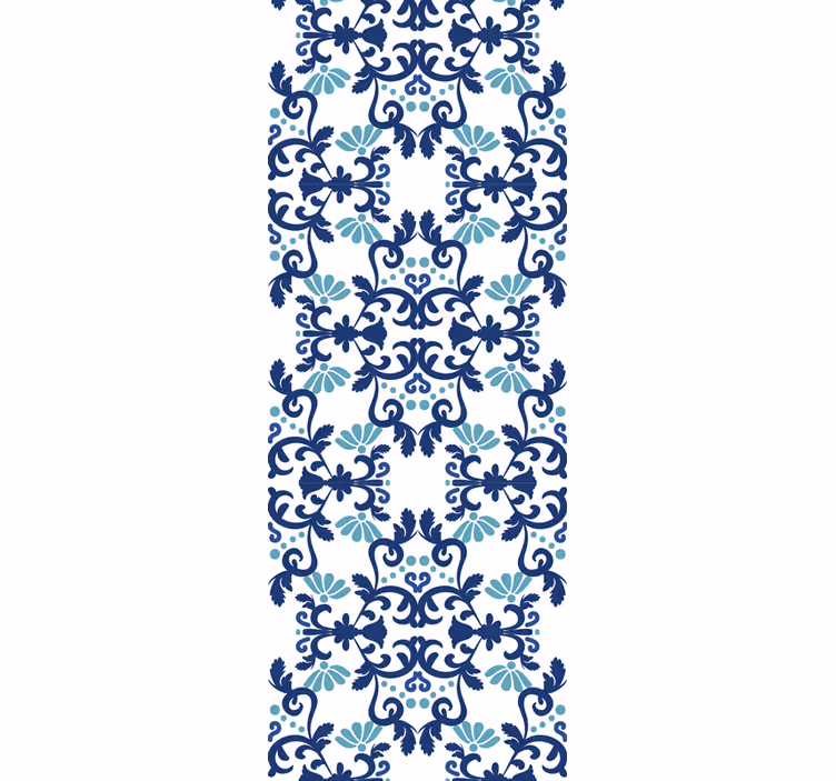 Papier peint carrelage mosaïque bleue ornée - TenStickers