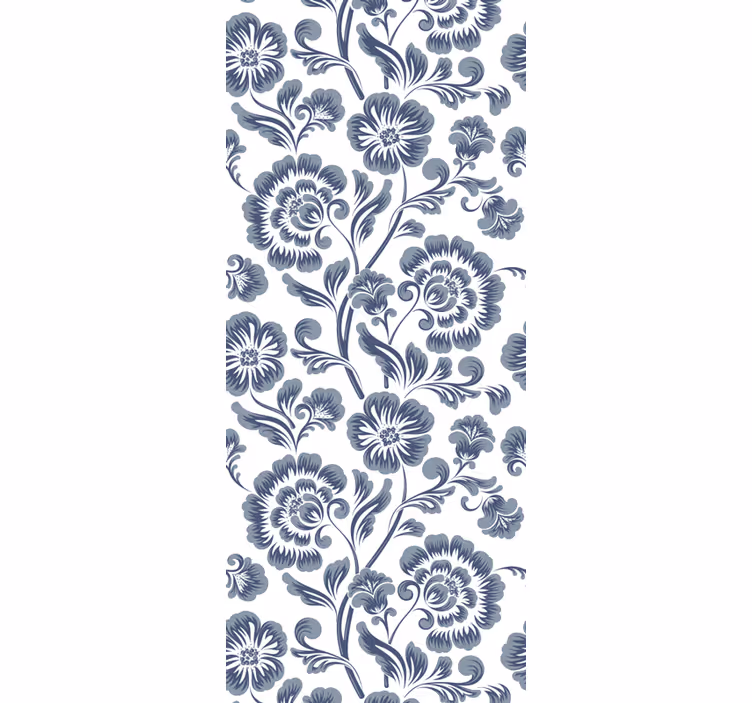 Papier peint fleurs imprimé élégant bleu marine - TenStickers