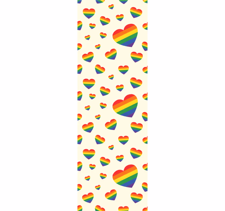 Papier peint chambre ado affichage de coeurs arc-en-ciel - TenStickers