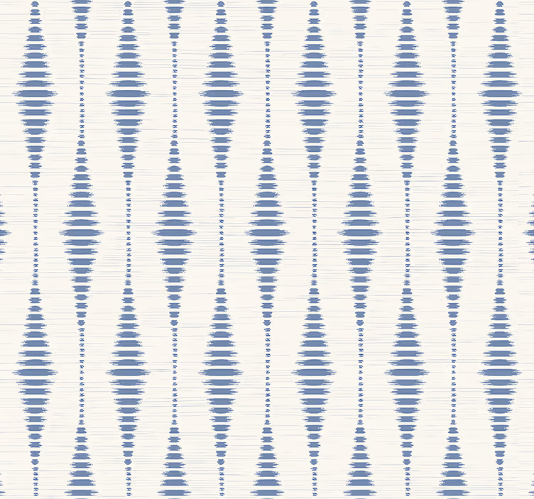 Papier peint géométrique rabaul ikat bleu et beige - TenStickers