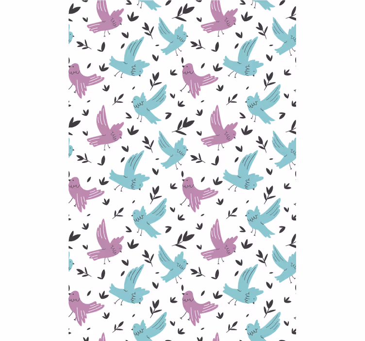 Papier peint nature oiseaux bleus et violets - TenStickers