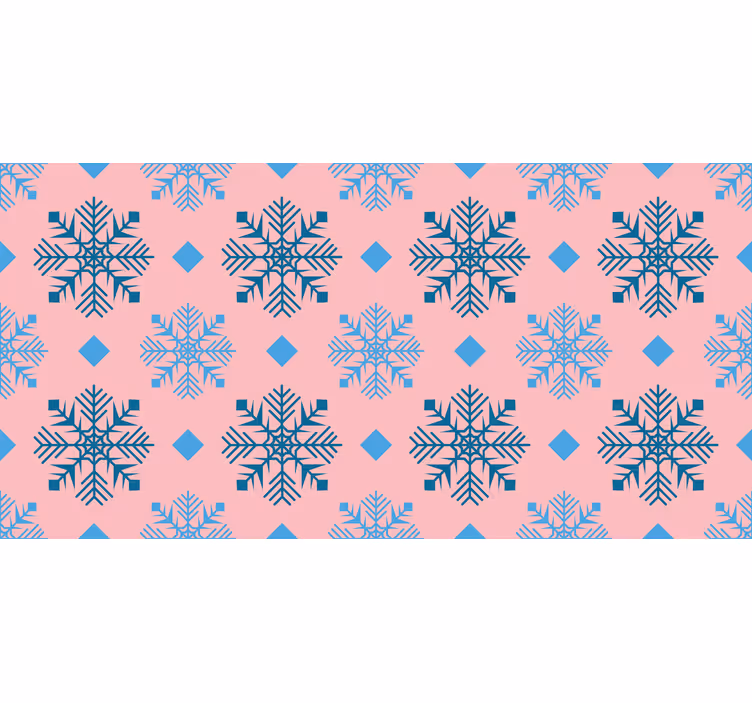 Papier peint noel motif flocons rose et bleu - TenStickers