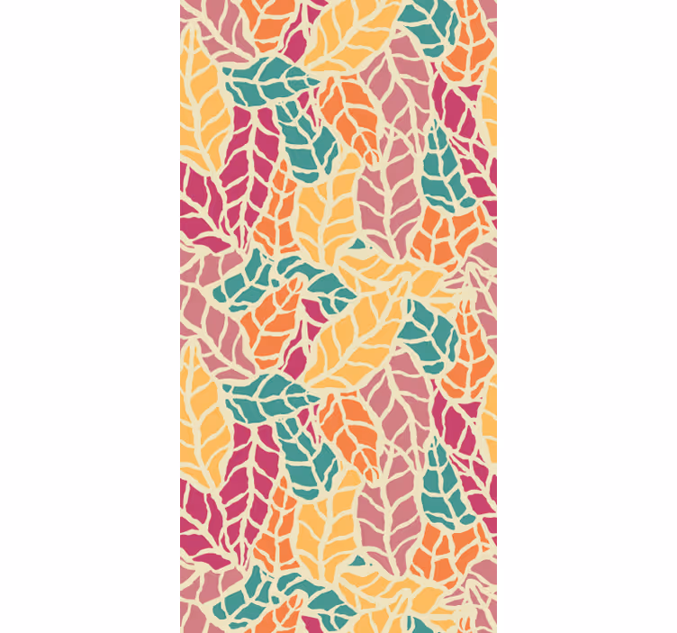 Papier peint feuilles mosaïque colorée - TenStickers
