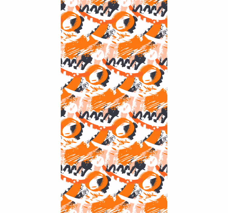 Papier peint ornemental coups de pinceau aquarelle orange - TenStickers