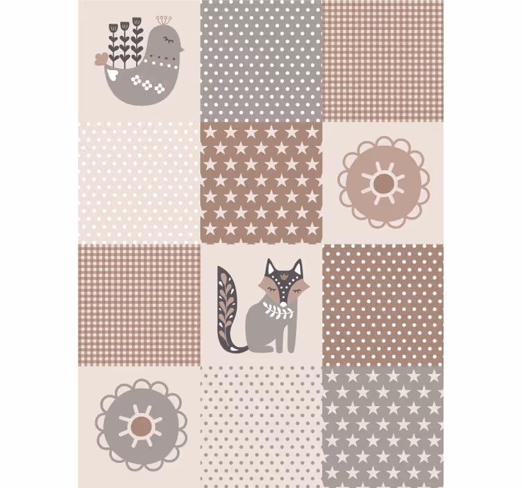 Papier peint animaux animaux et carreaux nordiques - TenStickers