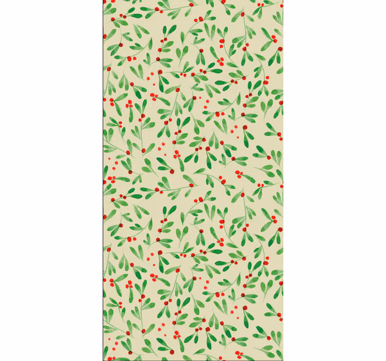 Papier peint noel motif baies de fête - TenStickers