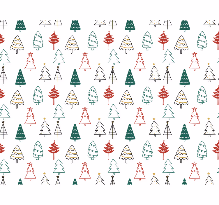 Papier peint noel motif d'arbres festifs - TenStickers