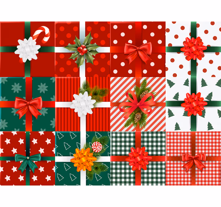 Papier peint noel motifs de cadeaux festifs - TenStickers