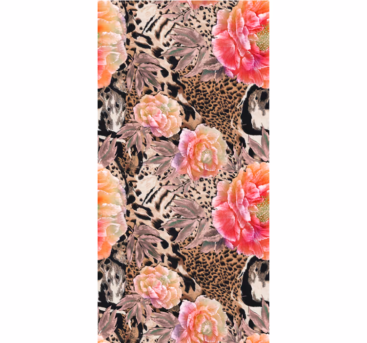 Papier peint nature peau de léopard florale - TenStickers