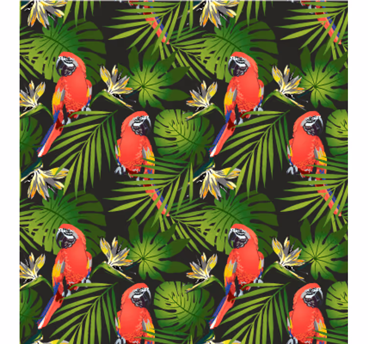 Papier peint nature perroquets tropicaux verdoyants - TenStickers