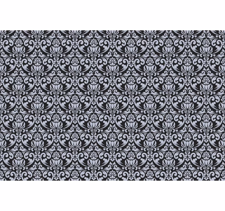 Papier peint carrelage motif mosaïque baroque gris et noir - TenStickers