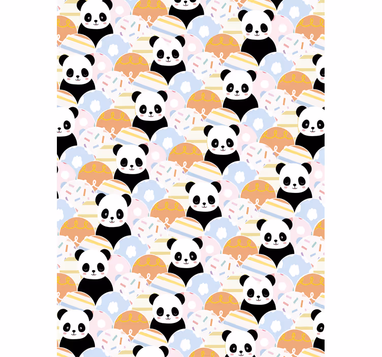 Papier peint chambre enfant patchwork panda design - TenStickers