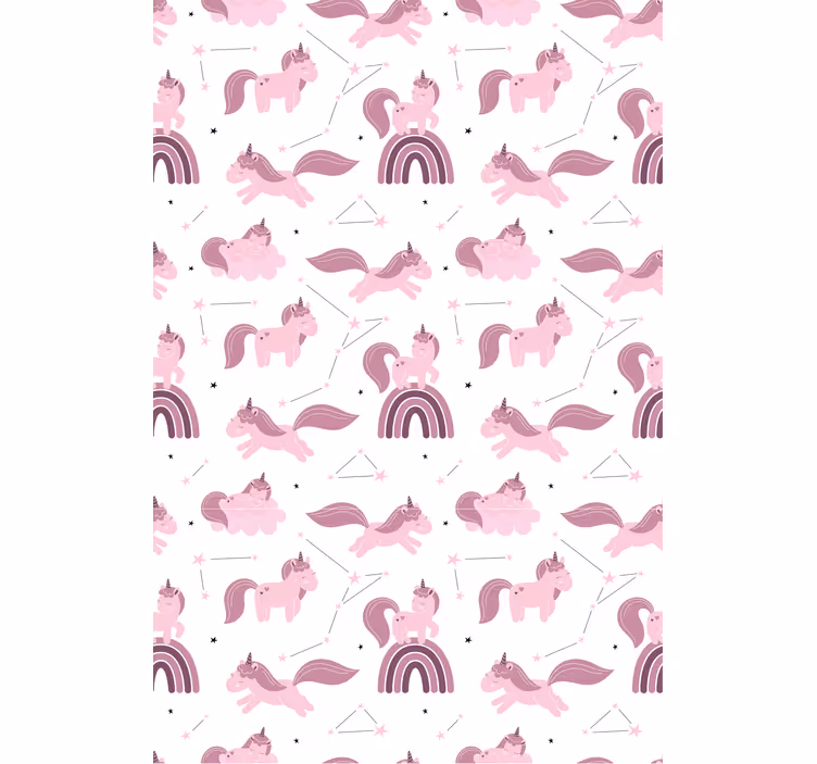 Papier peint chambre enfant licornes amusantes étoiles - TenStickers