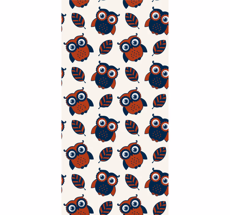 Papier peint chambre enfant motif hiboux rouges et bleus - TenStickers
