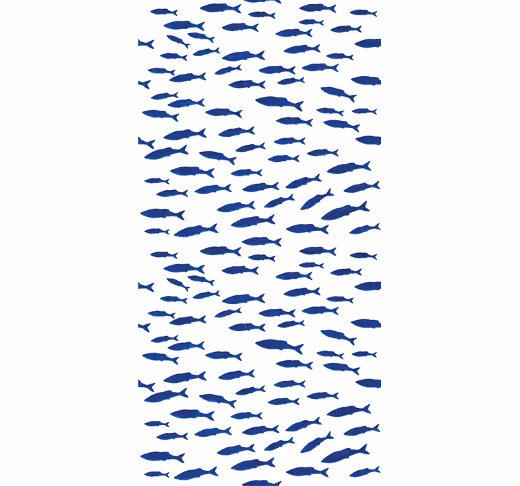 Papier peint chambre enfant motif poissons bleus sur blanc - TenStickers