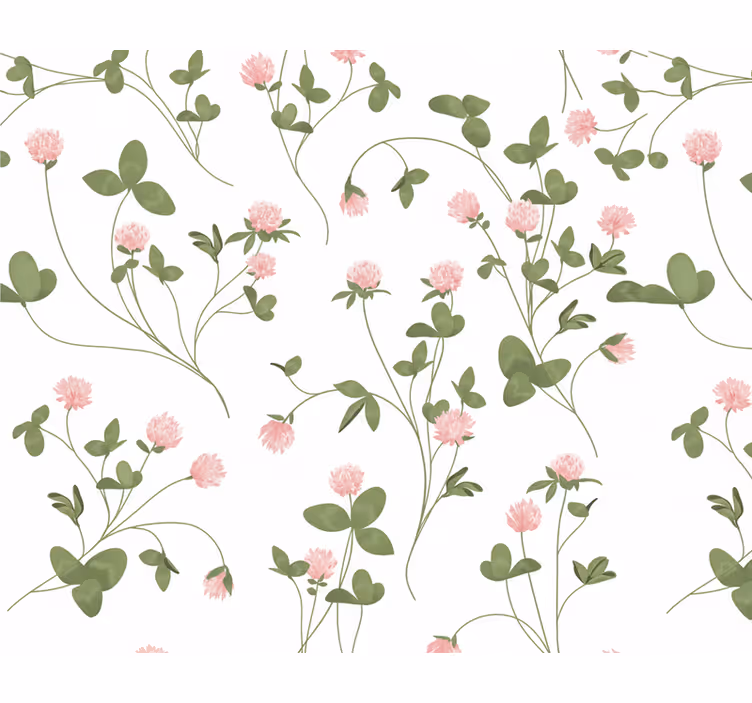 Papier peint salon trèfle rose délicat - TenStickers
