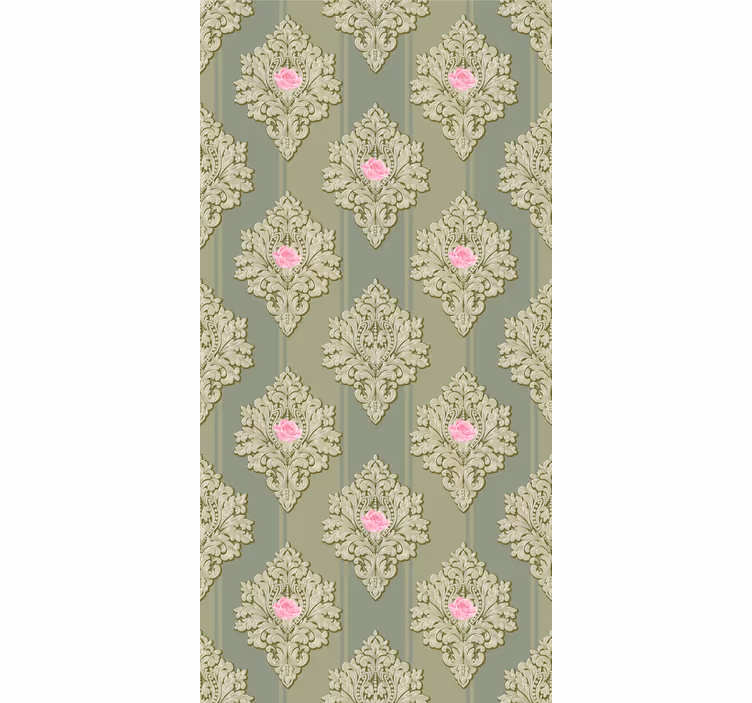 Papier peint classique motif vintage vert français - TenStickers