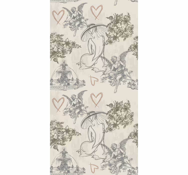 Papier peint classique motif romantique français vintage - TenStickers