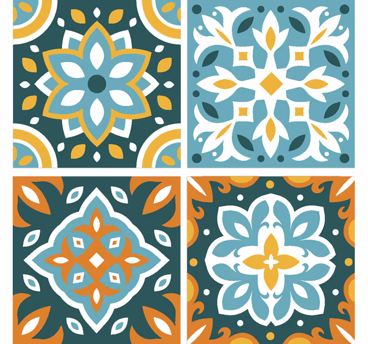 Papier peint carrelage carreaux turquoise - TenStickers