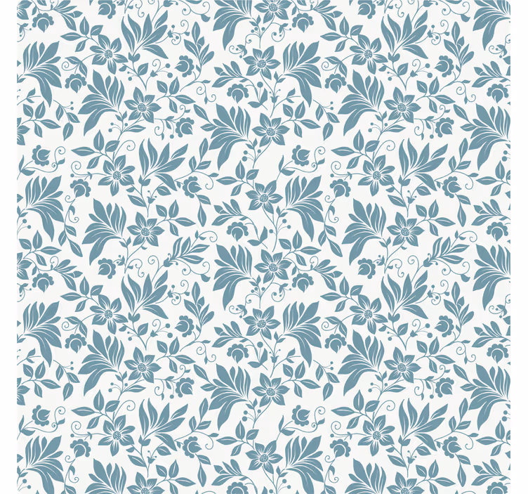 Papier peint carrelage turquoise floral - TenStickers