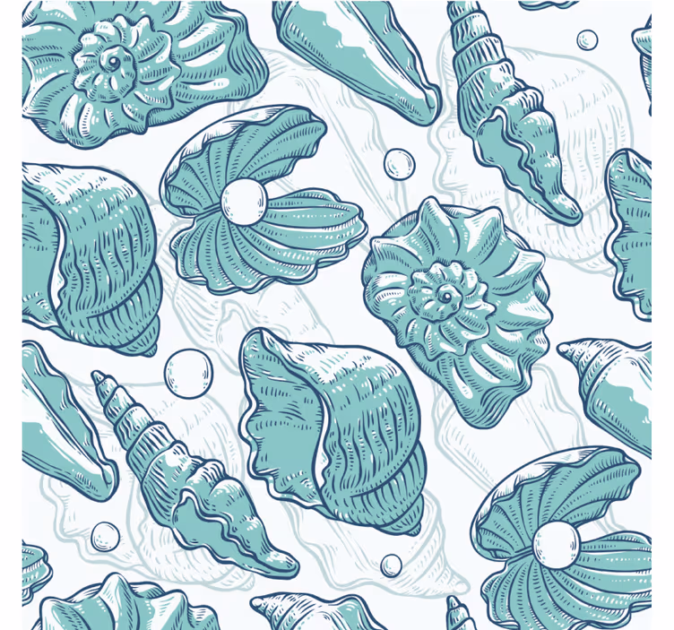 Papier peint vintage croquis de la vie marine - TenStickers