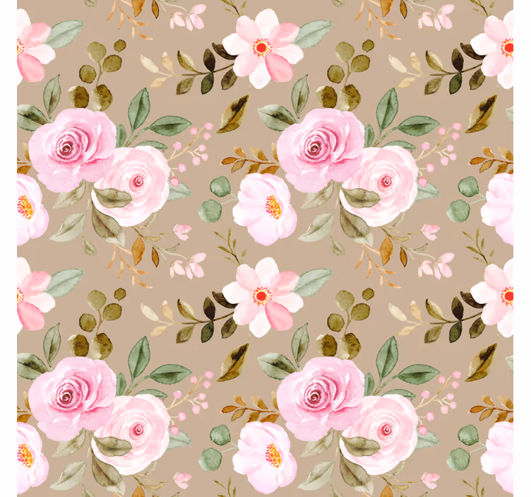 Papier peint floral roses beige vintage texture - TenStickers
