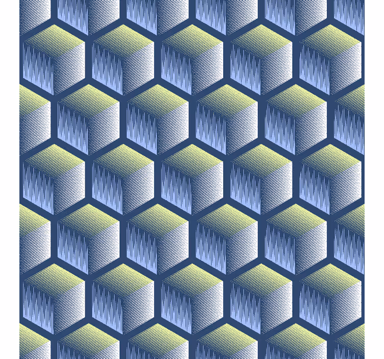 Papier peint géométrique motif cube hexagonal - TenStickers