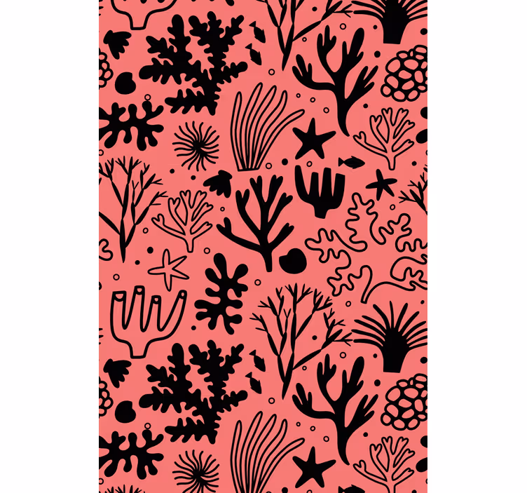 Papier peint arbre feuilles australiennes rouge et noir - TenStickers