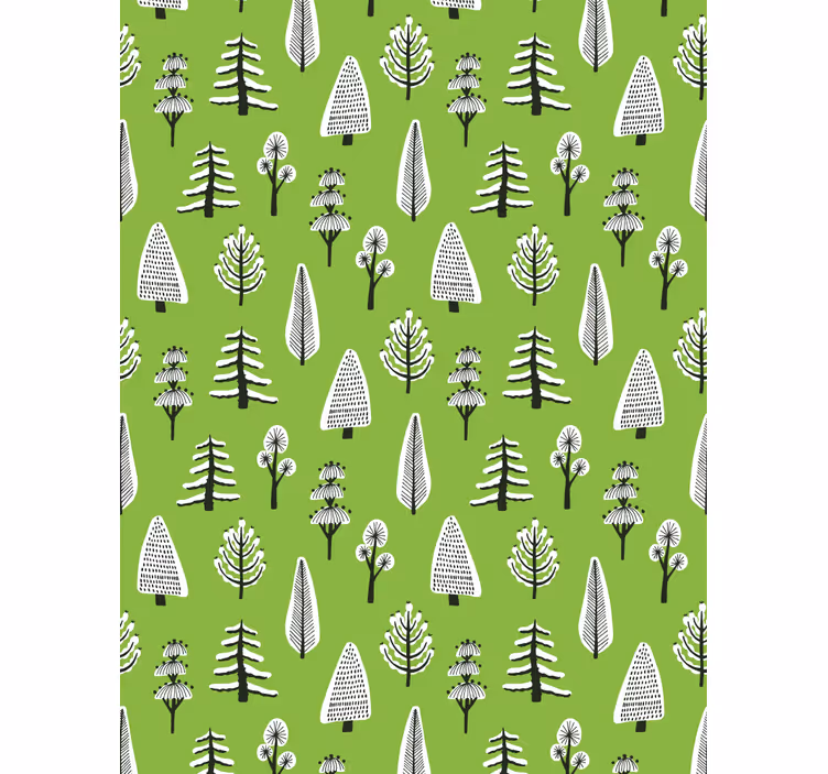 Papier peint arbre différents arbres verts - TenStickers