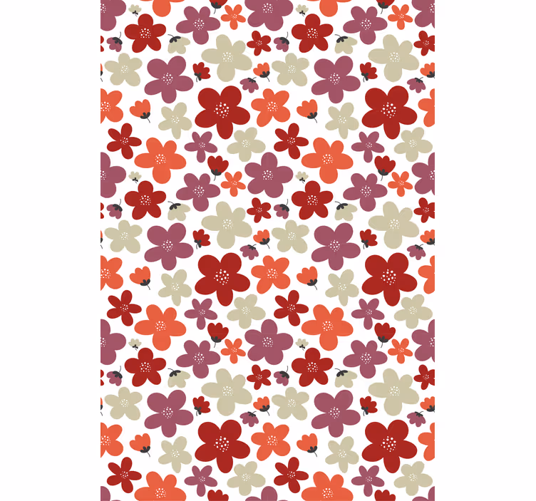 Papier peint bureau motifs floraux abstraits rouges - TenStickers