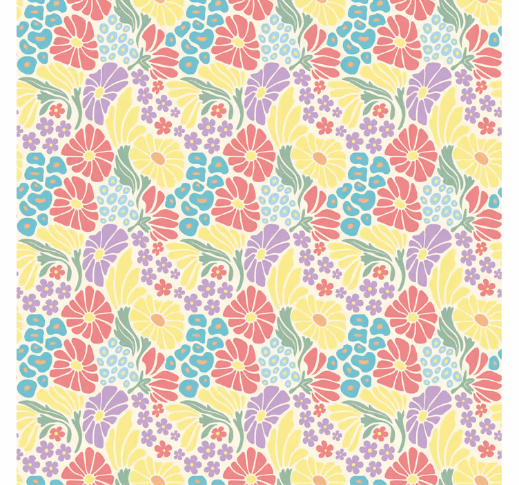 Papier peint salon fleurs pastel - TenStickers