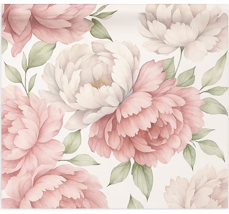 Papier peint cuisine motif pivoine rosée - TenStickers