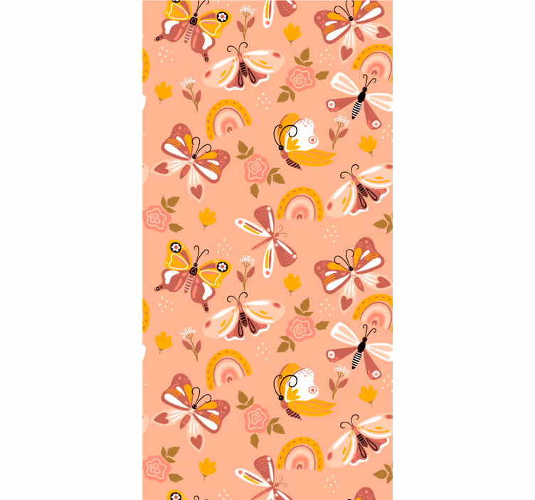 Papier peint moderne motif boho papillons et arc-en-ciel - TenStickers