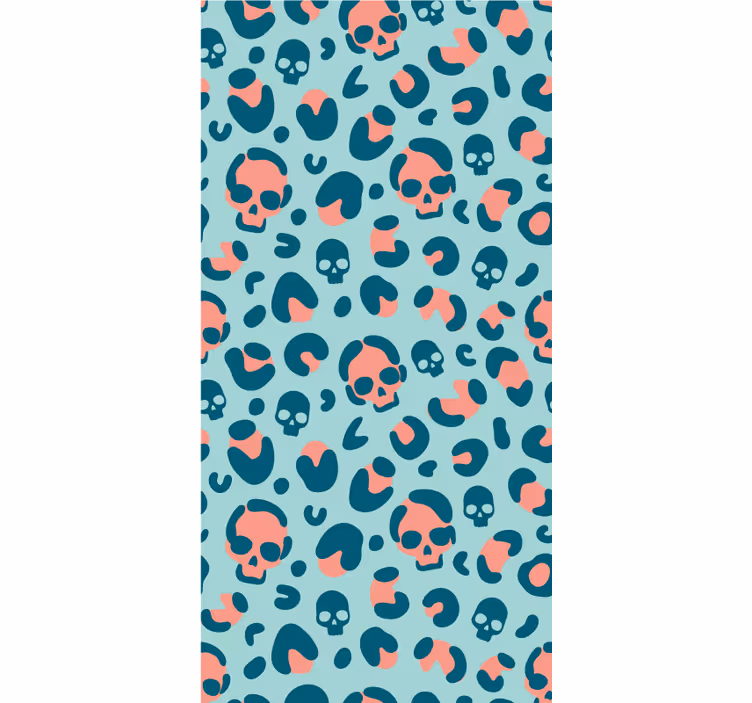 Papier peint moderne motif léopard crâne bleu et rose - TenStickers