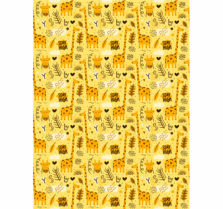 Papier peint chambre enfant motif savane jaune - TenStickers