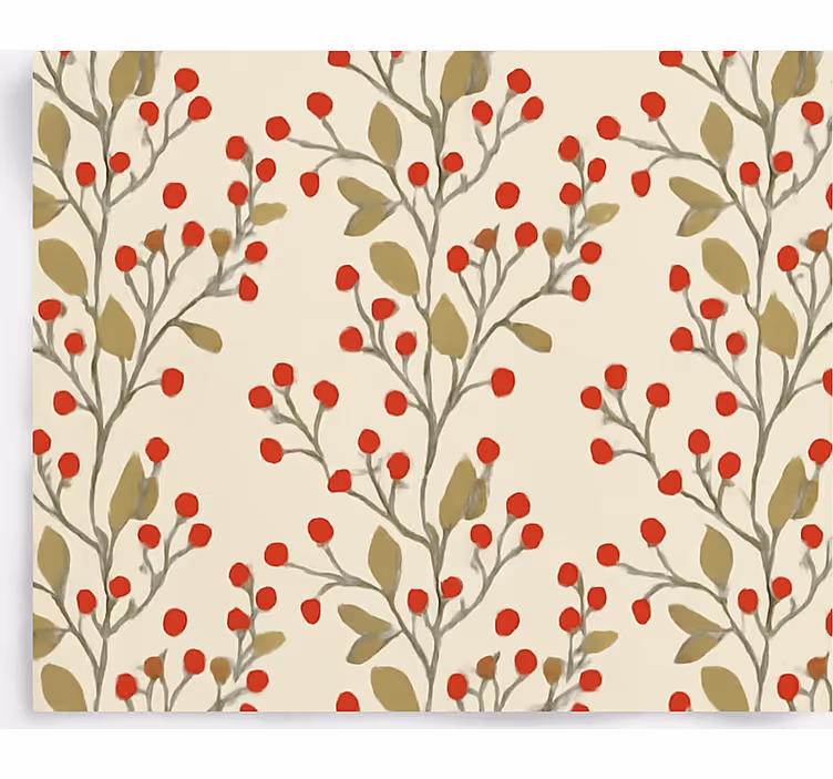 Papier peint salle à manger feuilles florales de baies - TenStickers