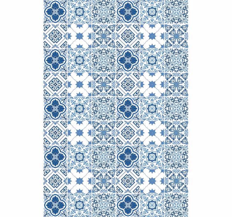 Papier peint salle de bain motifs bleus complexes - TenStickers