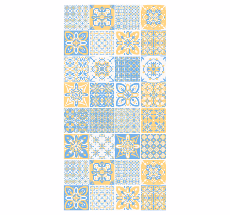 Papier peint cuisine carreaux portugais mélange - TenStickers