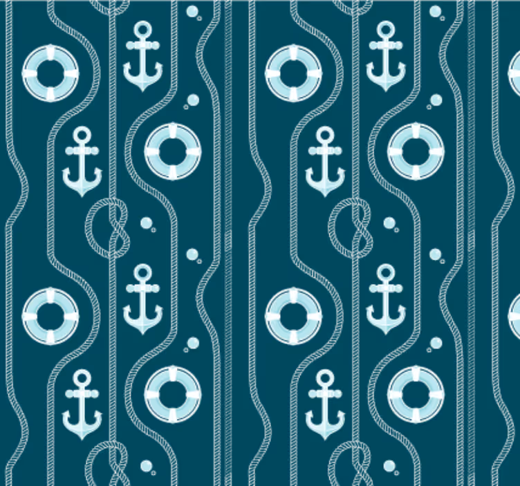 Papier peint salle de bain ancre nautique bleue - TenStickers