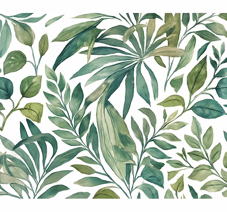 Papier peint feuilles jungle aquarelle - TenStickers