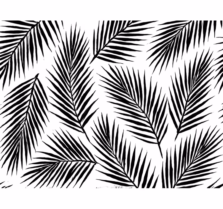 Papier peint feuilles silhouettes de palmiers noirs - TenStickers